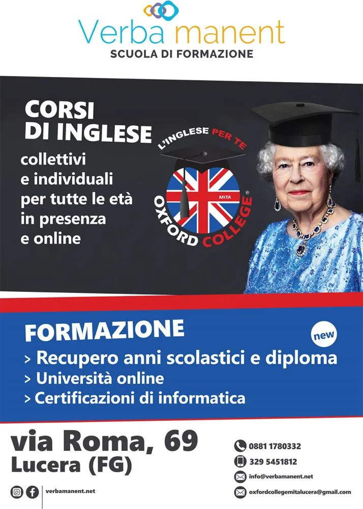 Verba Manent: corsi di inglese collettivi e individuali e recupero anni scolastici a Lucera